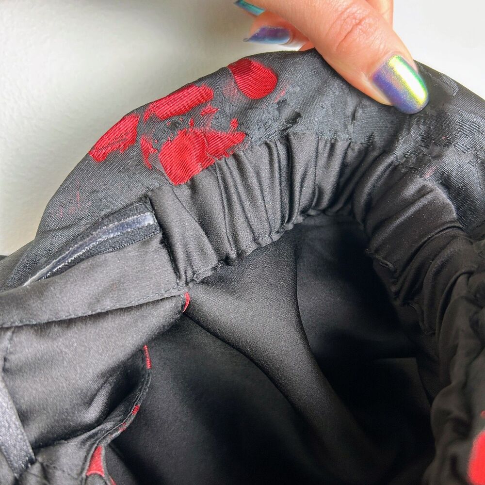 White House Black Market WHBM Floral Jacquard Bustier Black Red off Shoulder 14 - Picture 9 of 16